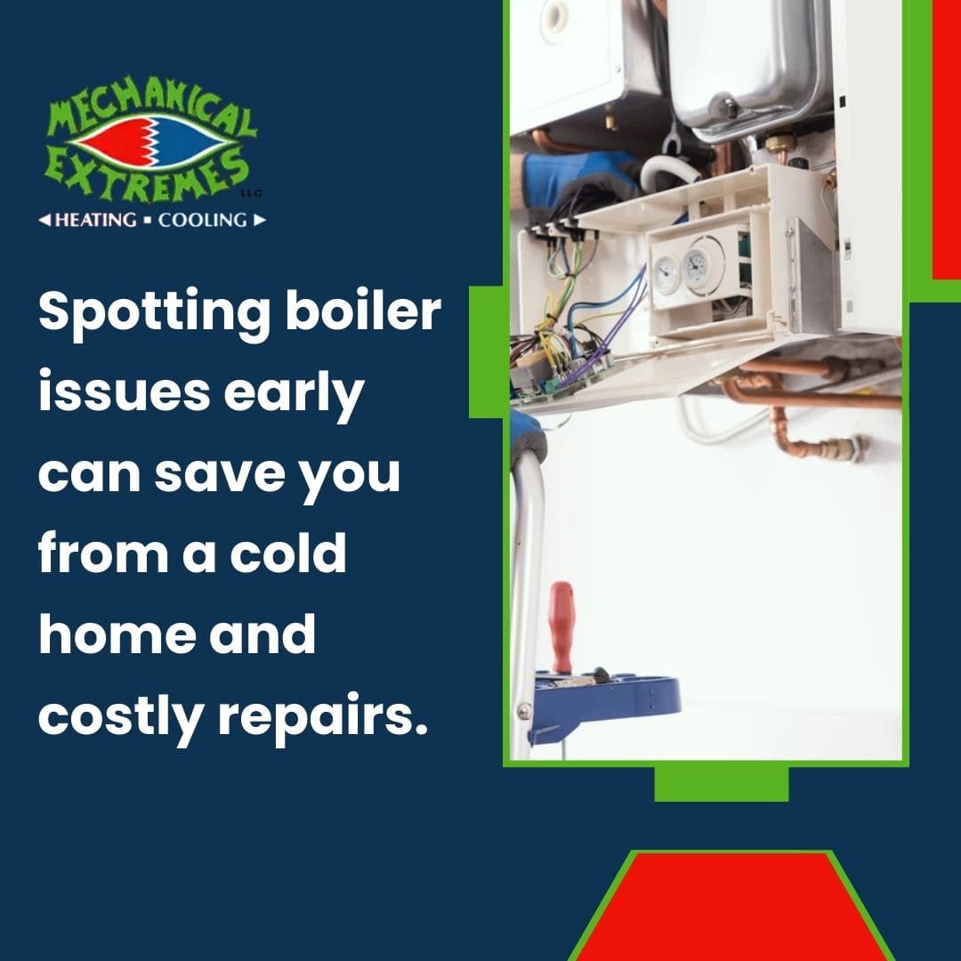 Technician inspecting a residential boiler system to detect heating issues early and prevent costly repairs.