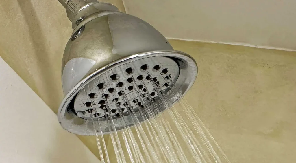 Shower head with hot water delivered by a Navien tankless water heater