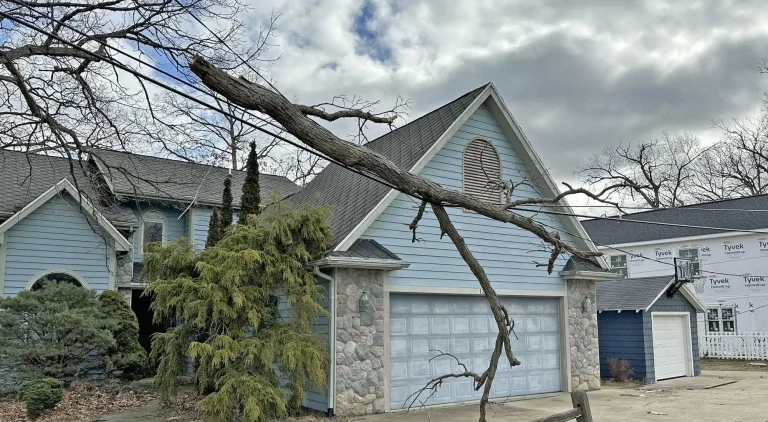 Tangled utility wires from a storm illustrating power outage hazards for Michigan homeowners